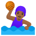 woman playing water polo, medium-dark skin tone